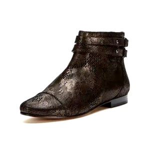 WYTHE NY Ingrid Flat Downtown Bootie! New! 38 1/2. Black Leather. Metallic. 8